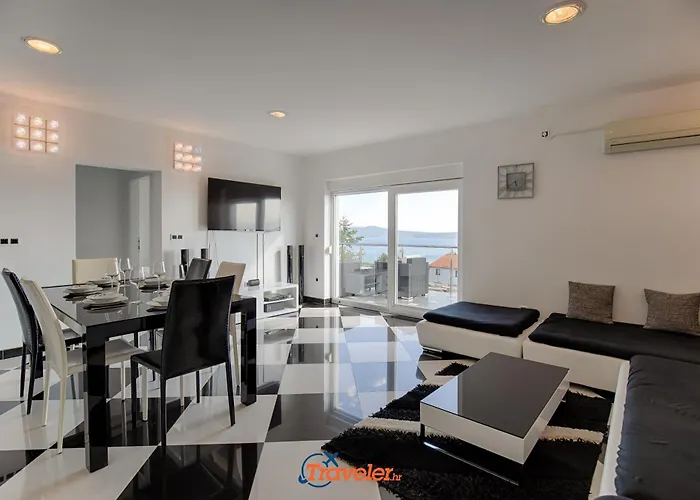 With Pool, Large Garden And Beautiful Sea View By Traveler Tourist Agency Krk - Id 2210 Vila *