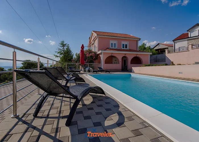Vila With Pool, Large Garden And Beautiful Sea View By Traveler Tourist Agency Krk - Id 2210