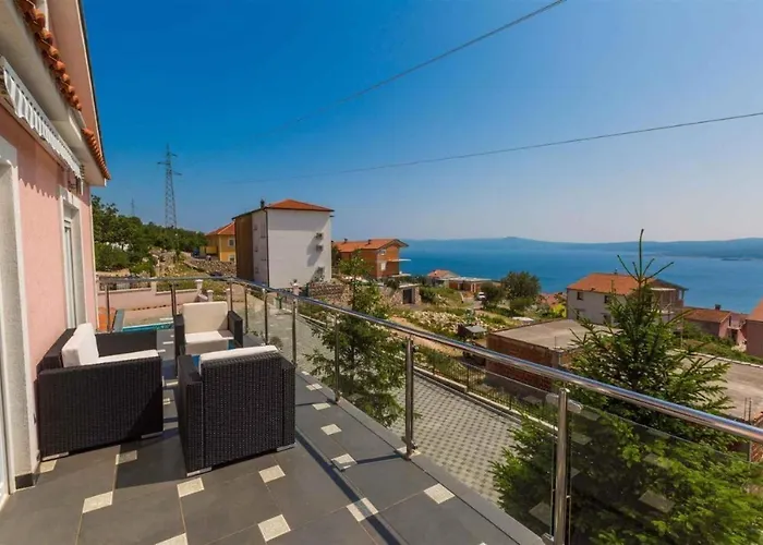 With Pool, Large Garden And Beautiful Sea View By Traveler Tourist Agency Krk - Id 2210 Vila